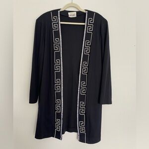 Vintage Women's Lagenlook Open Long Jacket Large Black Art‎ To Wear Retro 80s